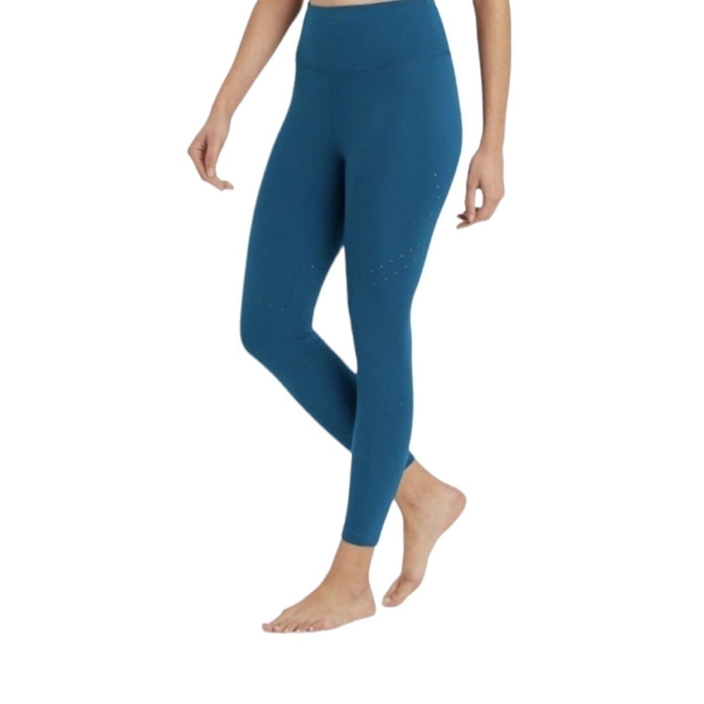 JoyLab Yoga NWOT Dark Blue High Rise 7/8 Leggings Ribbed Waistband Sz L - Picture 2 of 7